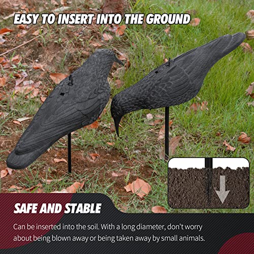 Corbeau noir artificiel GUGULUZA avec support pour deco extérieure - 5