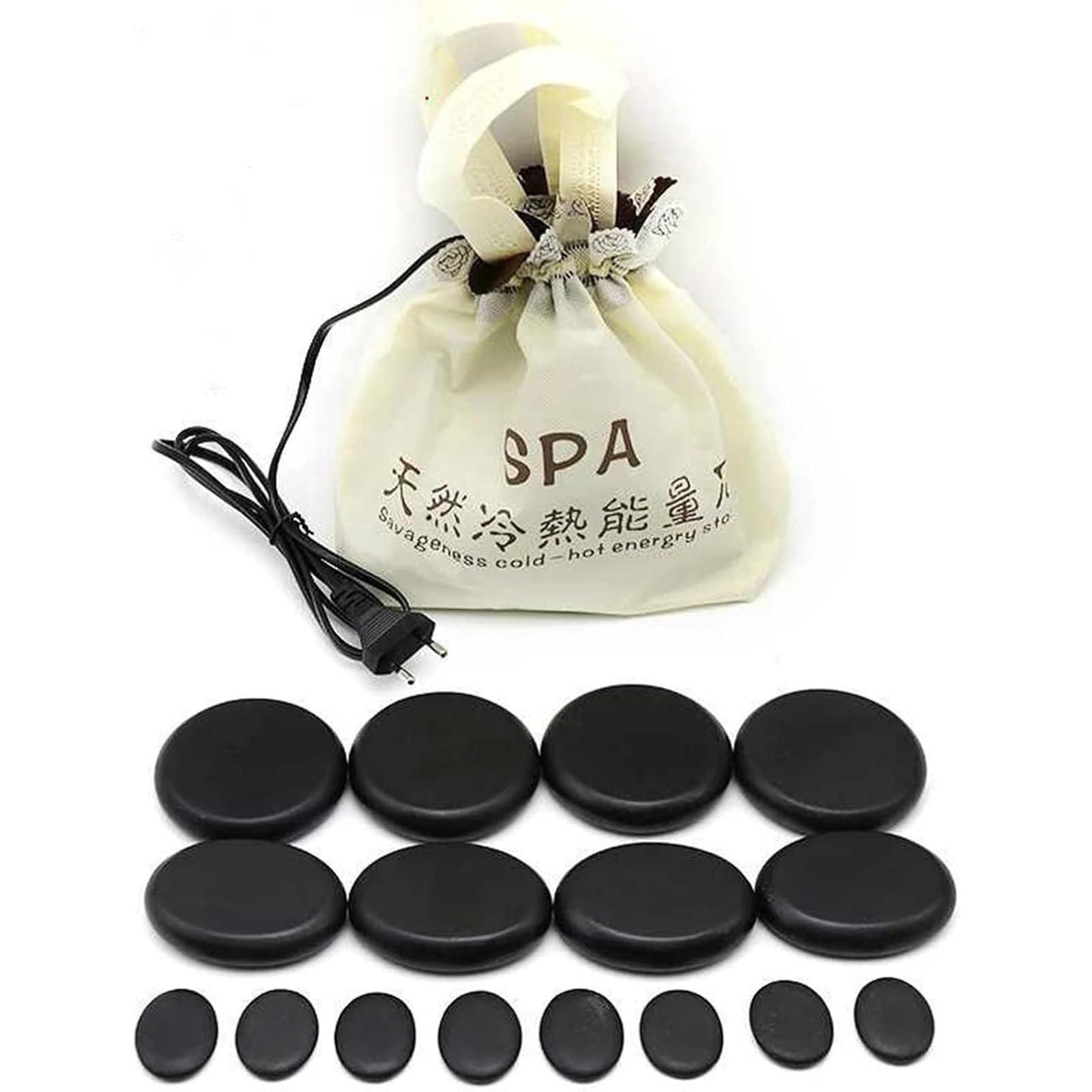 16-teiliges Set Für Die Massage Mit Heißen Steinen, Tragbarer Wärmer Mit Heizfunktion, Zur Schmerzlinderung Und Entspannung – Ideal Für Die Anwendung Zu Hause Im Rahmen Von Wellnessanwendungen.
