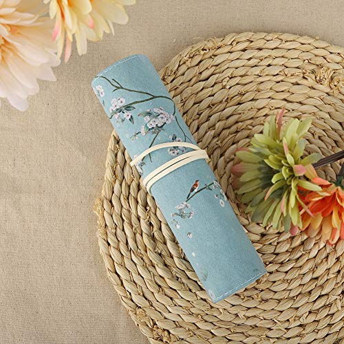 Yctze Bolsa para Canetas Estilo retrô Antigo Chinês de Grande Capacidade - Estojo Dobrável para Antiguidades Com de Flores para Canetas, Lápis e Papelaria, Ideal para Uso Escolar e de Escritório