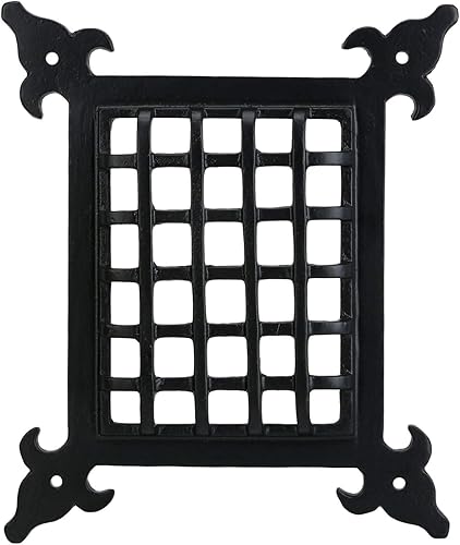 Miniatura 3 de Perilla Home Seguridad de hierro fundido Speakeasy Estilo clásico Parrilla negra y Girlle con puerta de visualización Acento Puerta Puerta Interior