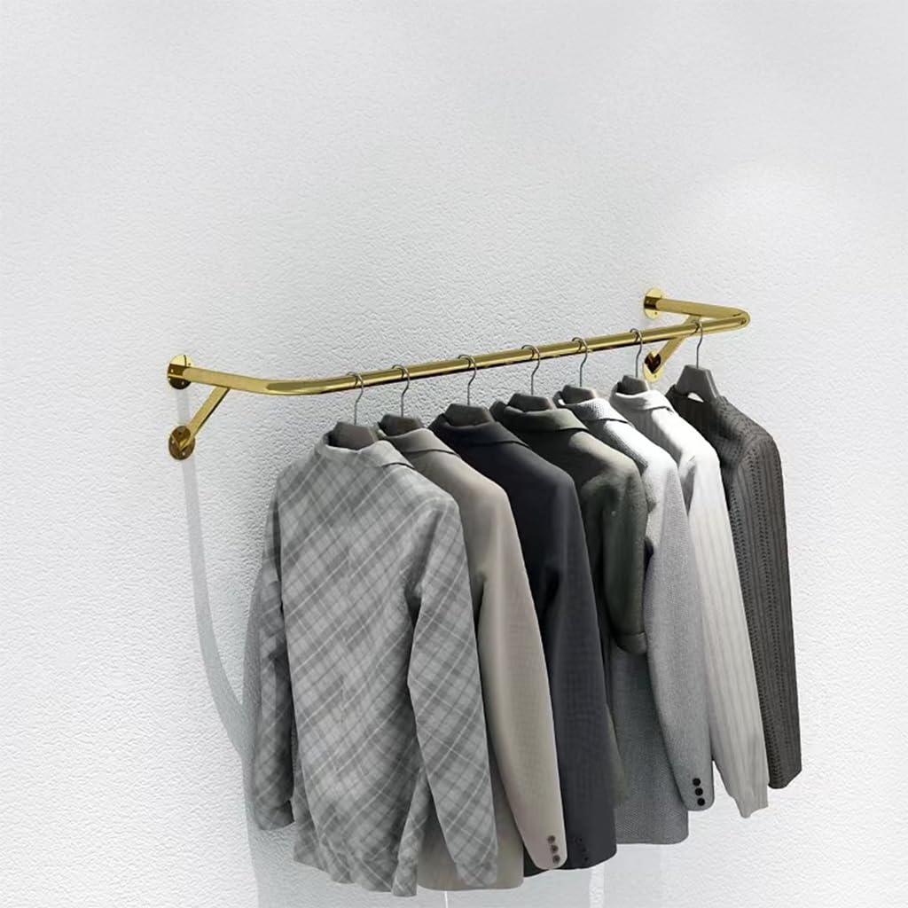 Scaffale da parete per armadio, in acciaio al carbonio, resistente, espositore per vestiti, per camera da letto, corridoio o lavanderia, capacità di carico 75 kg, finitura Nano-oro antiruggine