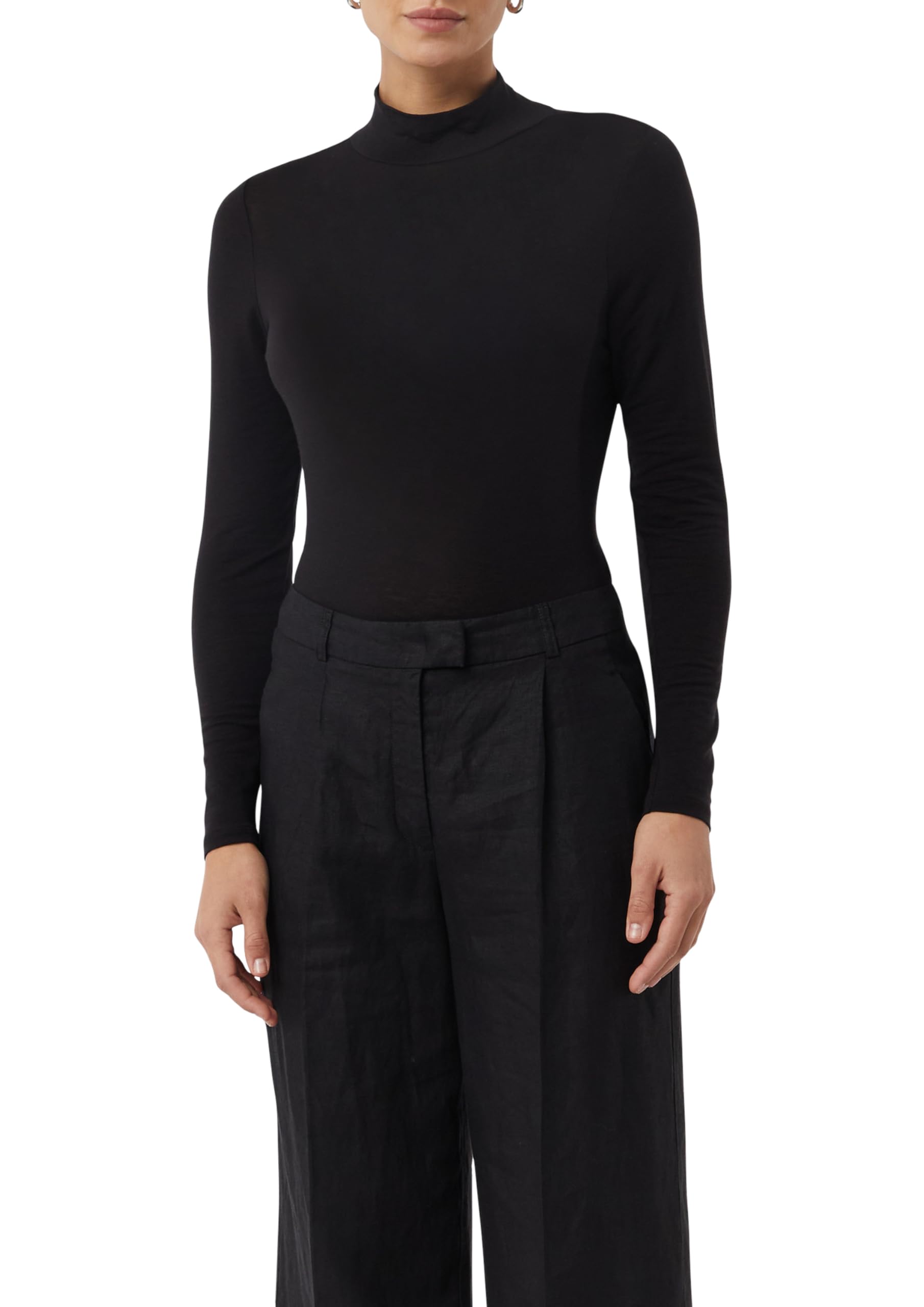 Comma Feines Langarmshirt aus Lyocellmix mit Stehkragen