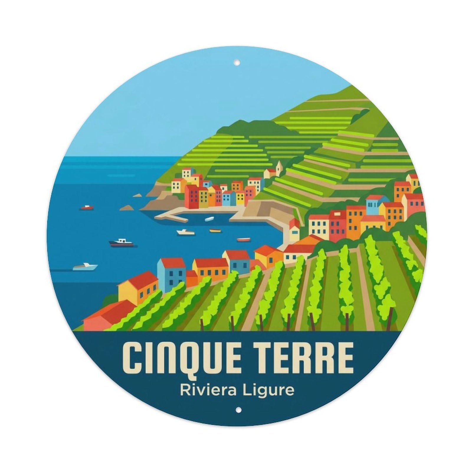 Vintage Travel Cinque Terre Italy Manner Metal Tin Sign
