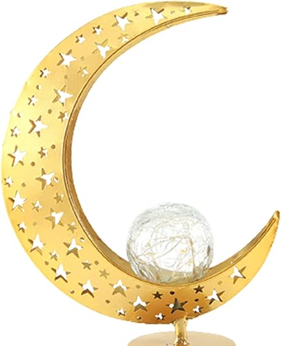 Miniatura 2 de Eid Crafts Luz nocturna Ramadán Mubarak luz de luna islámica decoración de mesa Eid Mubarak luna estrella, adornos de regalo para musulmanes,