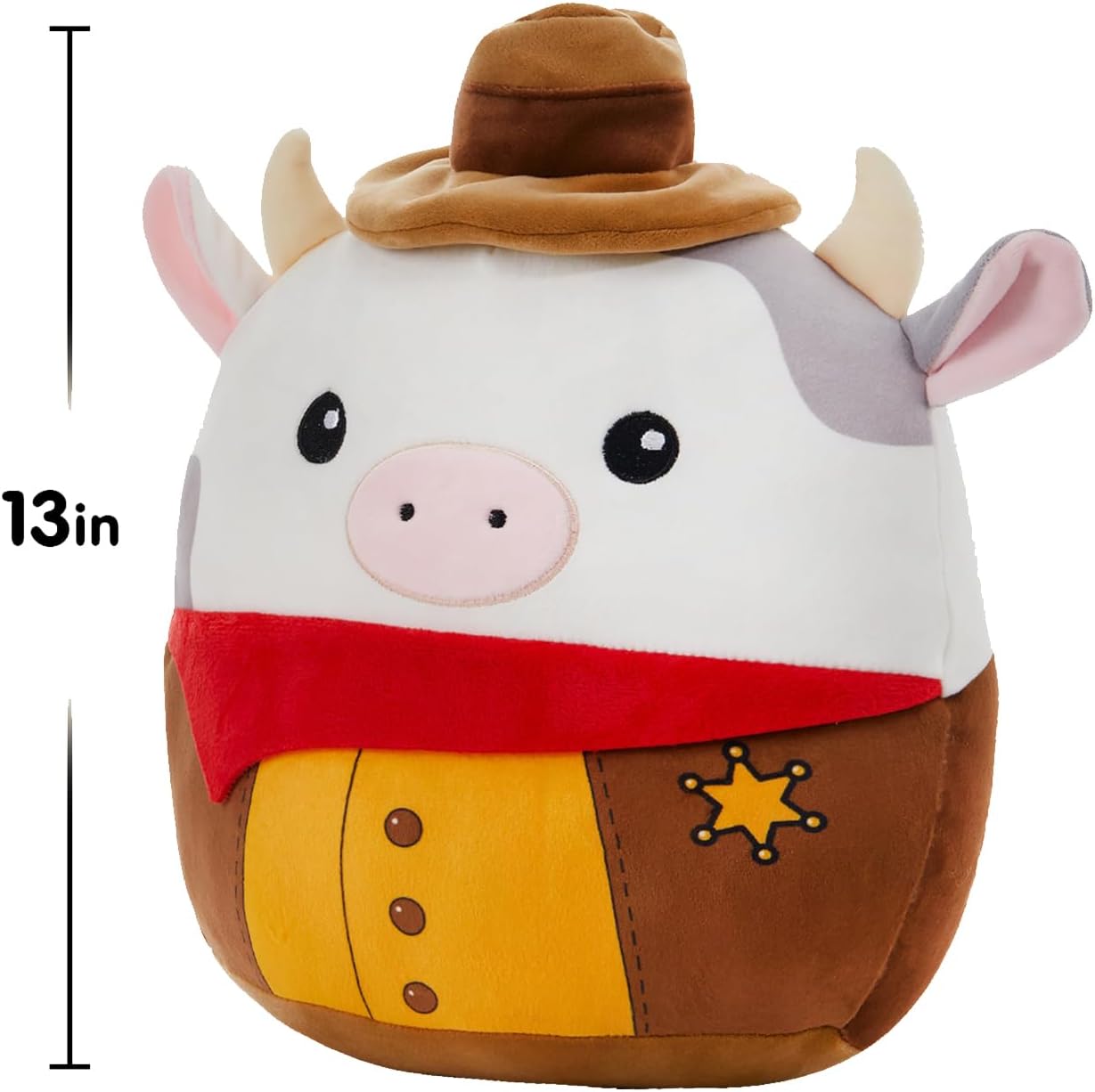 Cow Cowboy Plush Stuffed Animals Original Plushie Cute Soft Cuddle Pillow for Boys Girls, 13"