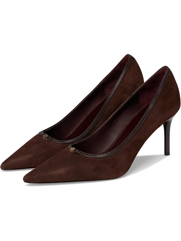 Brown Tory Burch Double T Buckle Pumps 80mm