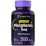 Carlyle Melatonin 1 mg | 300 Low Dose Tablets | Drug Free Aid | Vegetarian, Non-GMO, Gluten Free