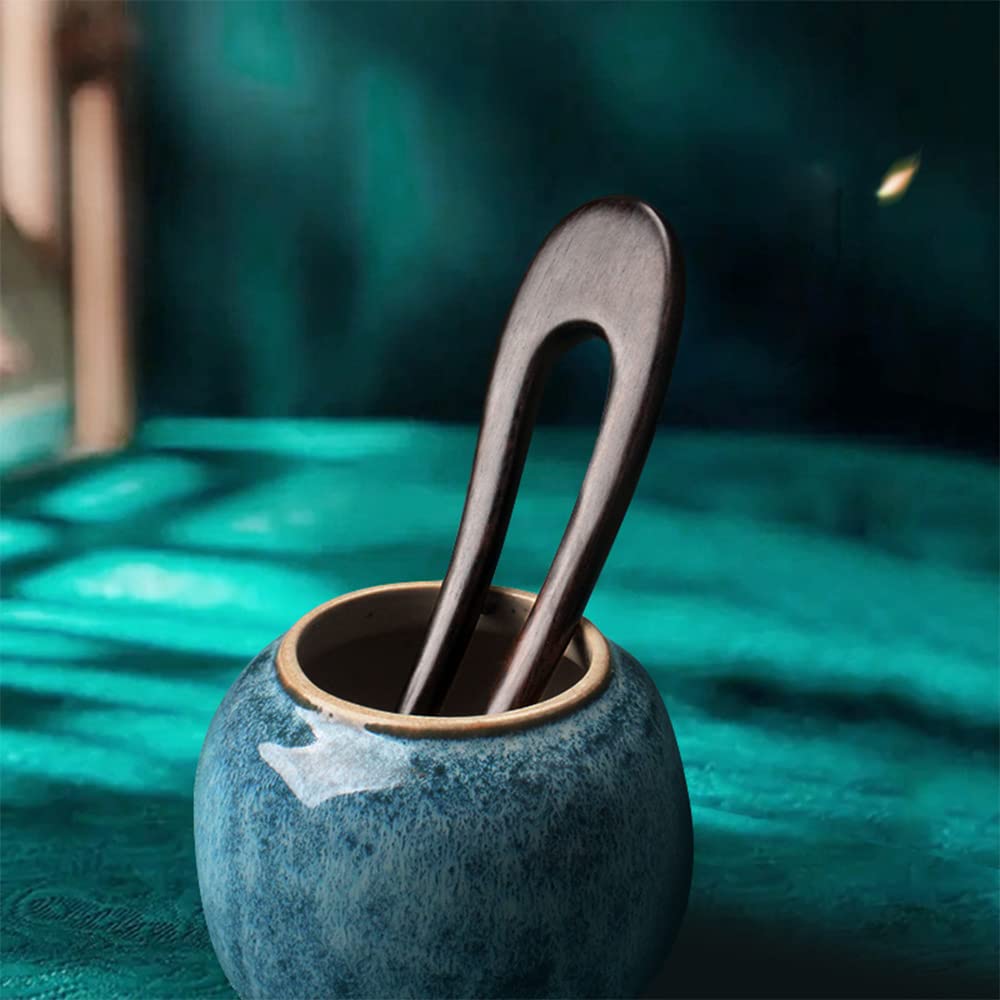 Amazon.com : CHOISBEING Wooden Hair Forks U Shape Hair Stick  display picture 1
