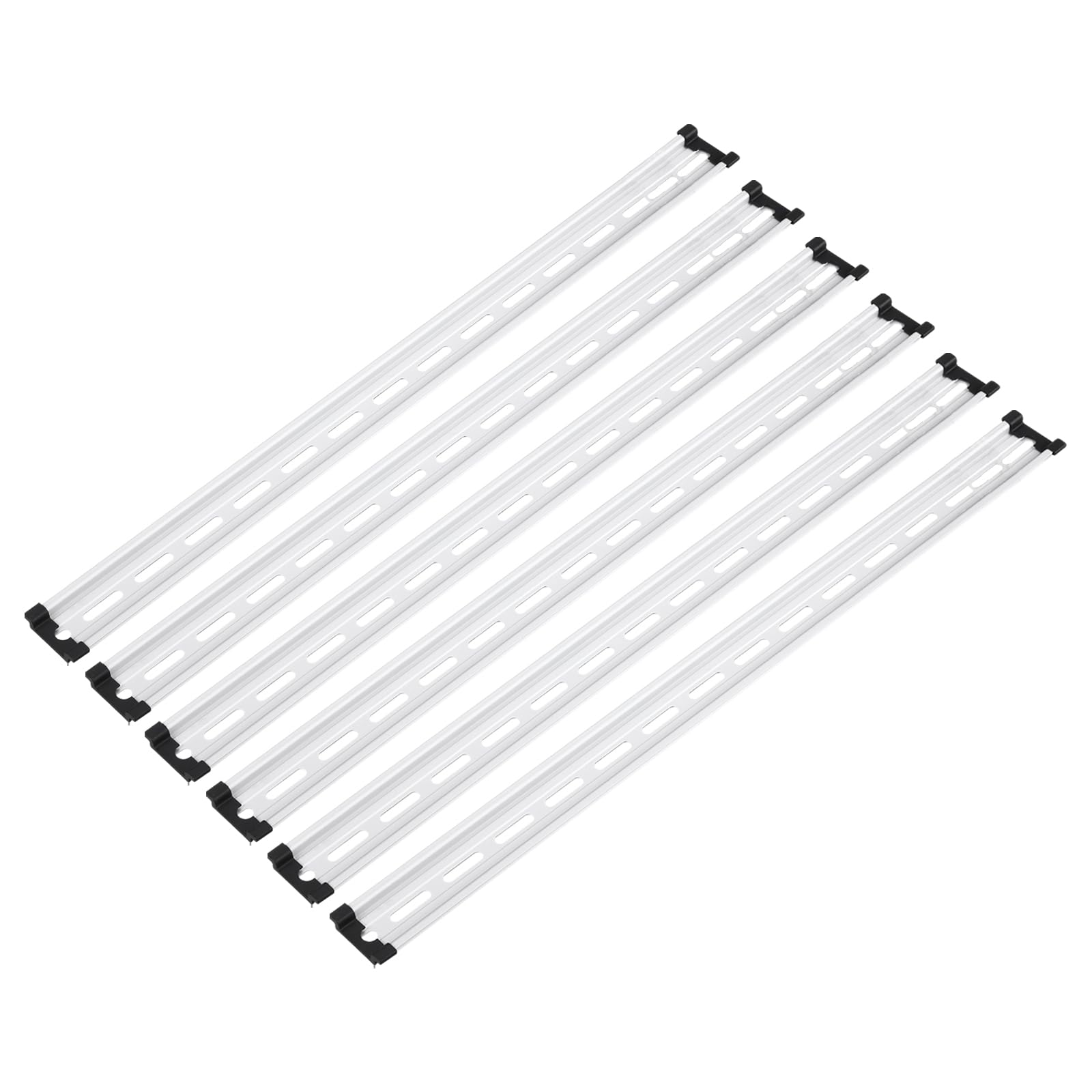 MECCANIXITY DIN Rail Slotted Aluminum Mounting Guide 22 Inch x 1.4 Inch x 0.3 Inch with Guide Rail Cover for Equipment Installation Pack of 6 Pcs,