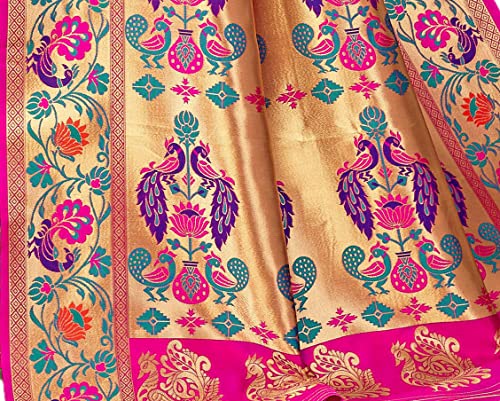 Image of Women's Paithani Silk Tassel Finish Saree Ethnic Unstitched Blouse Piece