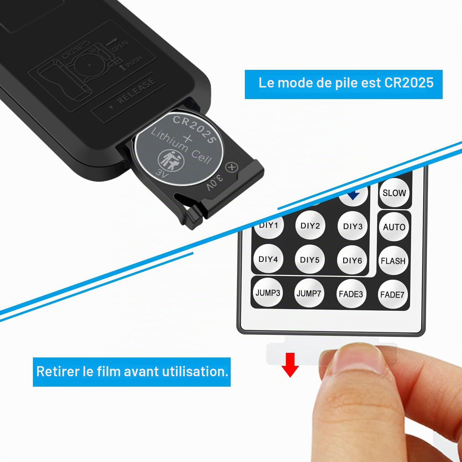 Vipmoon 44 Touches télécommande Infrarouge sans Fil gradateur avec récepteur de télécommande Infrarouge sans Fil DC12V - 24V pour 4 Broches RGB 3528 5050 LED Bande Lumineuse - Double Sortie
