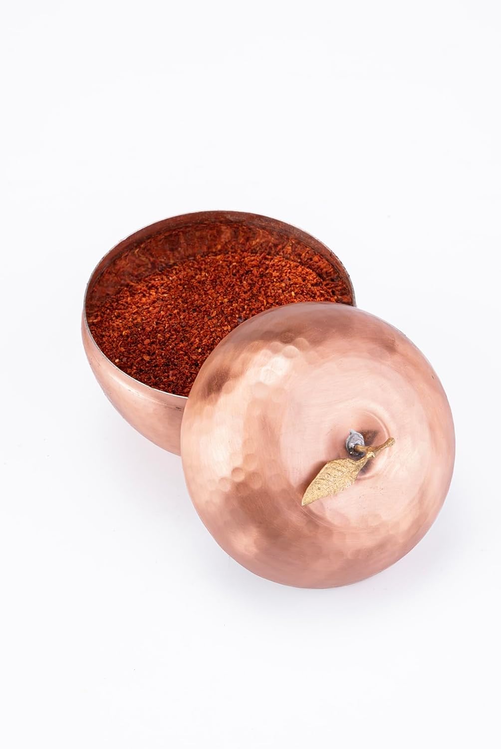 Handcrafted Copper Spice Cellar, Salt and Pepper Shaker, Apple Motif, Authentic Design, Hand Hammered - One Size