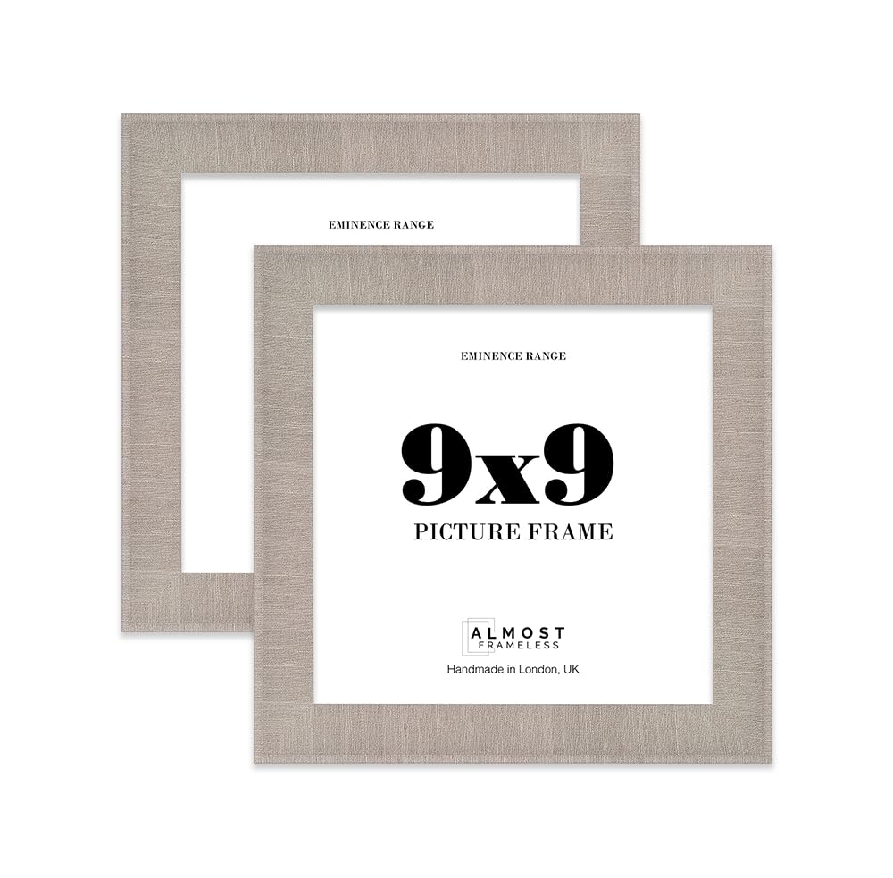 9x9" Grey Picture Frame - Rustic Wood Industrial Effect Photo Frame for Wall Display, Ideal for Posters, Prints & Home Décor, Wall Hooks and Kickstand, 32mm Edge - 2 Pack