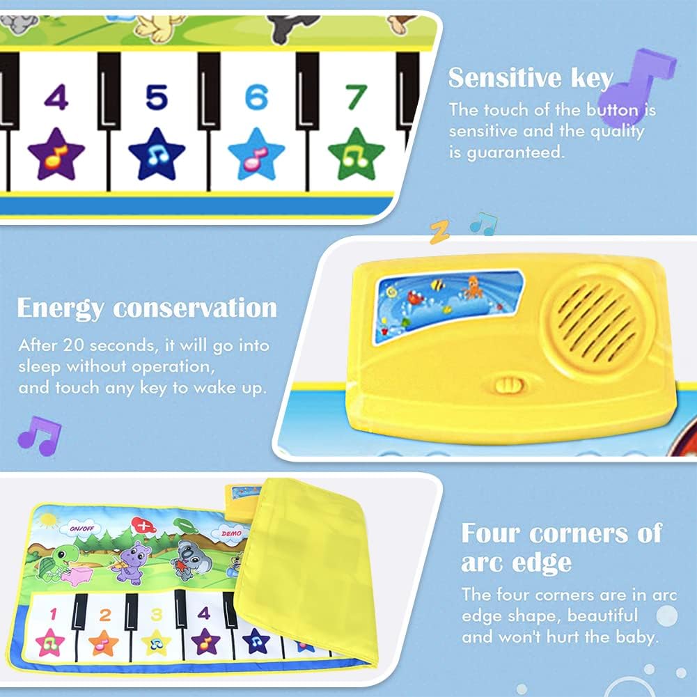TODARRUN Piano Musical Mat, Kids Dancing Mat Keyboard Playmat, Soft