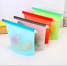 Reusable Silicone Food Storage Bags | Food Grade Silicone Bags for Fridge Storage | Ziplock Bags for Freezer | VegetableBags for Fridge Storage Box | Ziplock Pouch for Kitchen Use(4-pcs)