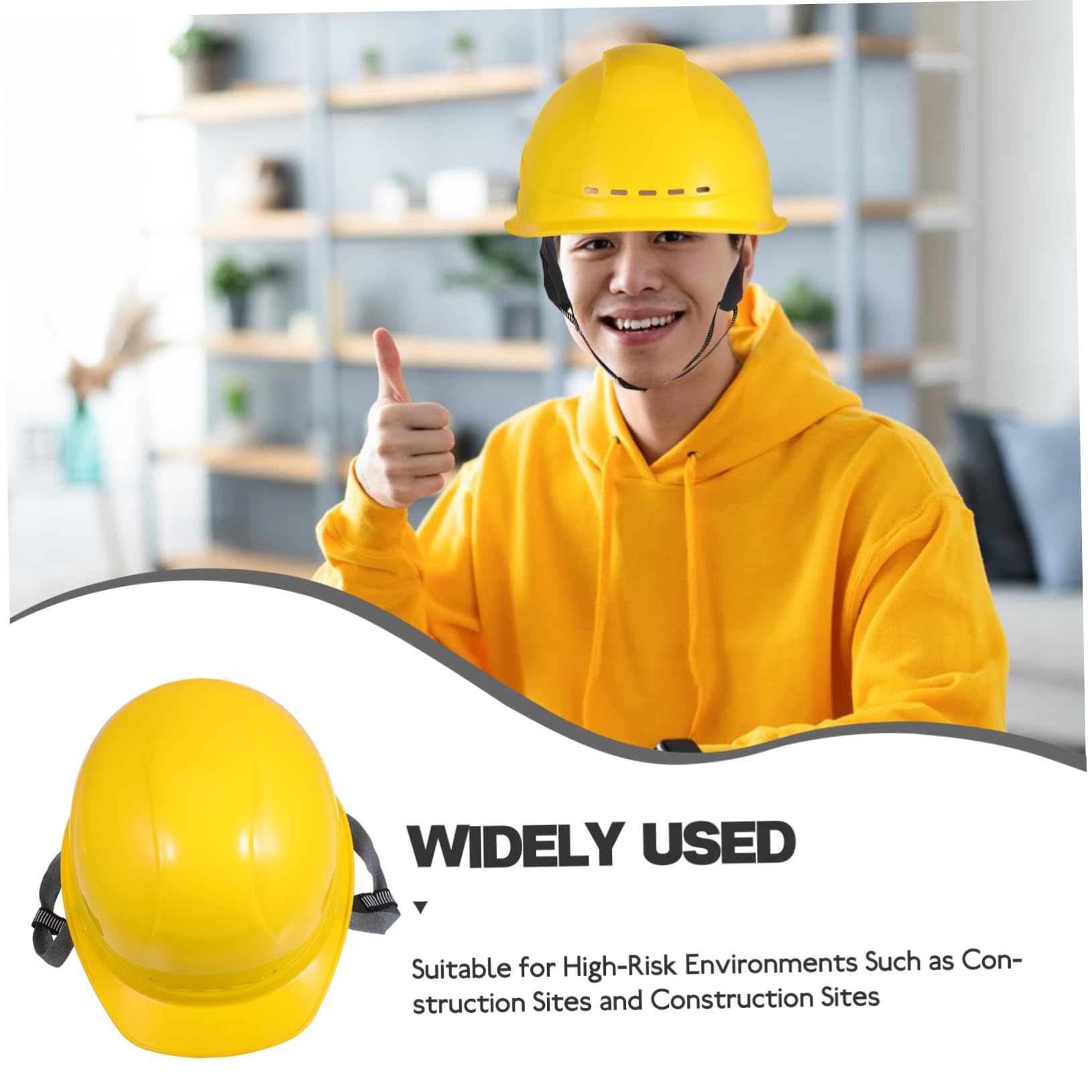 Casco de Seguridad para Construcción Amarillo, Plástico, Ventilado | Ajuste Regulable, Diseño Ligero, Resistencia a Impactos, Uso en Obra y Entornos Laborales