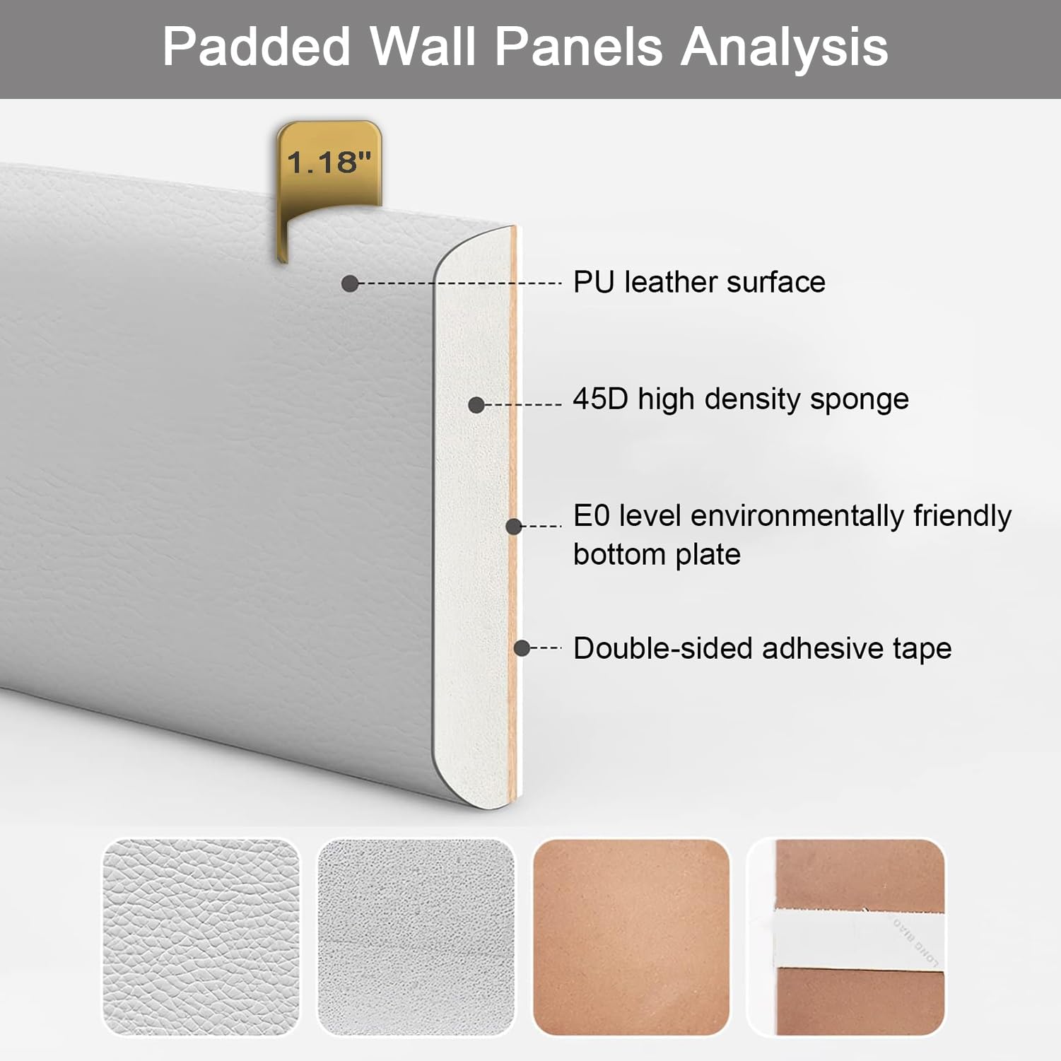 Revestimiento de Pared, Paneles tapizados autoadhesivos, decoración de cabecero de PU Impermeable, Revestimiento de Pared 3D para dormitorios, guarderías, Clubes de Baile - Blanco, 140x50cm