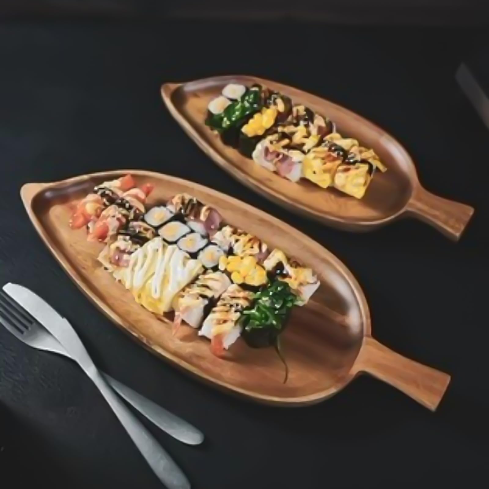 Mobestech Vassoio Sushi Legno Forma di Foglia Piatto Pratico per