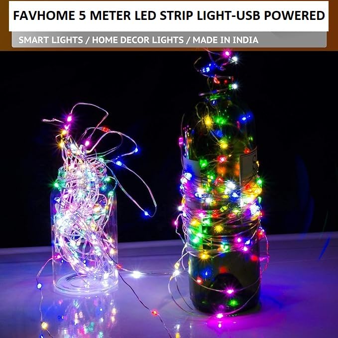 Image of 18 Feet USB Powered Operated Led Strip Light Home Decor LED Multicolor for Indoor Outdoor Decoration Diwali Birthday Party Christmas Navratri Valentine Home Decoration Pack of 1 Piece