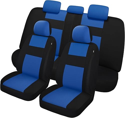 VarCozy Juego completo de fundas de asiento de automóvil, fundas de asiento de banco dividido delantero y trasero de tela transpirable para