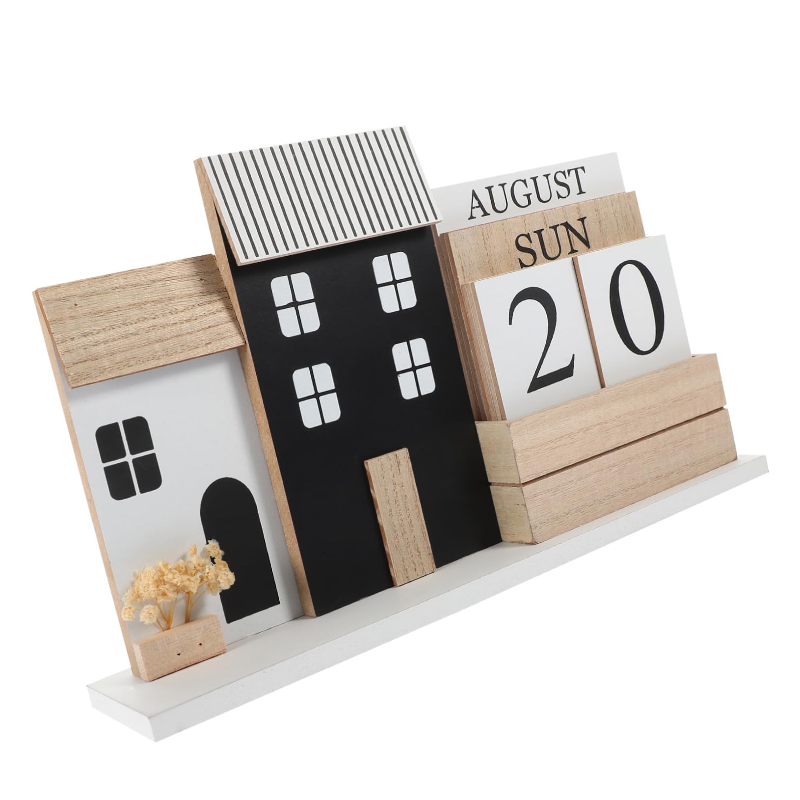 TEHAUX Calendario da Scrivania in Legno Calendario Perpetuo Riutilizzabile Visualizzazione Settimanale e Data Decorazione per Casa e Ufficio