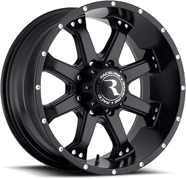 Raceline Wheels 991B ASSAULT Wheel Black 17X9"8X170 Bolt Pattern -12mm Offset/4.5"B/S 8 Spoke Aluminum Passenger Car Wheels, Full Size Replacement Black Car Rims