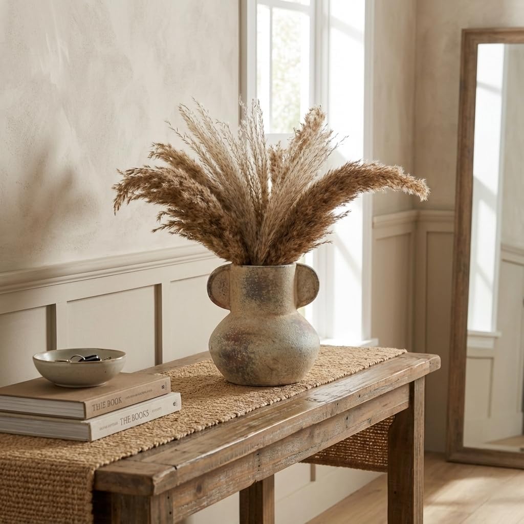 Emotionally Grounded Vase, Vaseking Ceramic Rustic Vase with 2 Handles, 6.1 inch Minimalist Decorative Farmhouse Vases for Home Decor, Living Room, Enterway, Table Decoration, Terra - Image 7