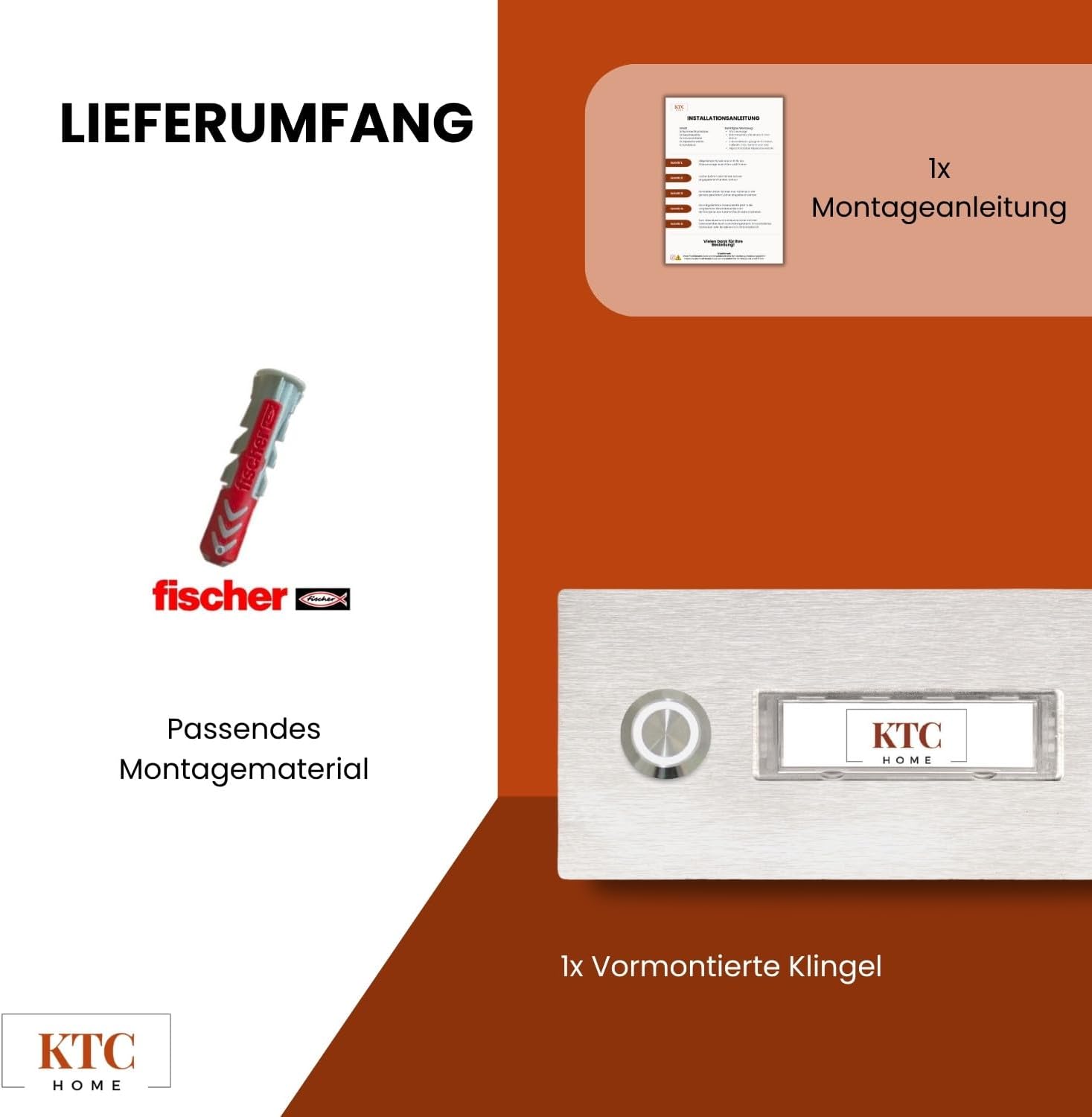 Surface-Mounted Doorbell Stainless Steel with Interchangeable Name Plate - Single - LED Push Button Blue - UV and Weather Resistant - Powder Coated