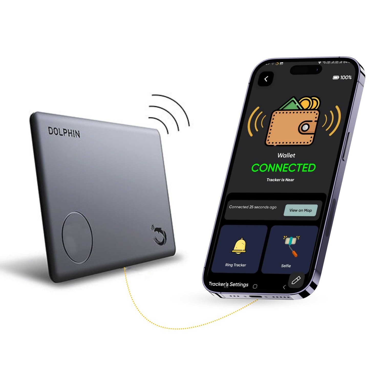 tag8 dolphin smart sleek card tracker for apple ios, alternative to gps tracker for locating items within approximate distance, bluetooth luggage and wallet tracker, 1 piece, black