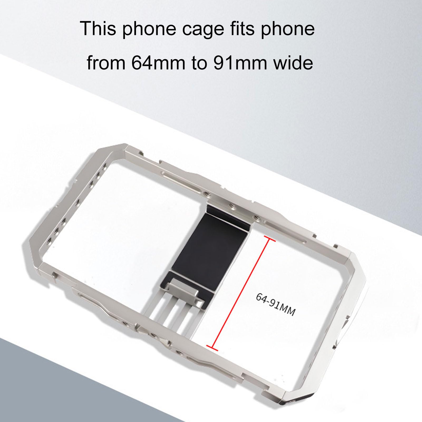 Gugxiom Uniwersalna Szybkozłączka do Telefonu Zestaw do Montażu Wideo na Smartfony z Podwójnymi Uchwytami Aluminiowa Rama Stabilizująca Kompatybilna z Telefonami 64–91 Mm