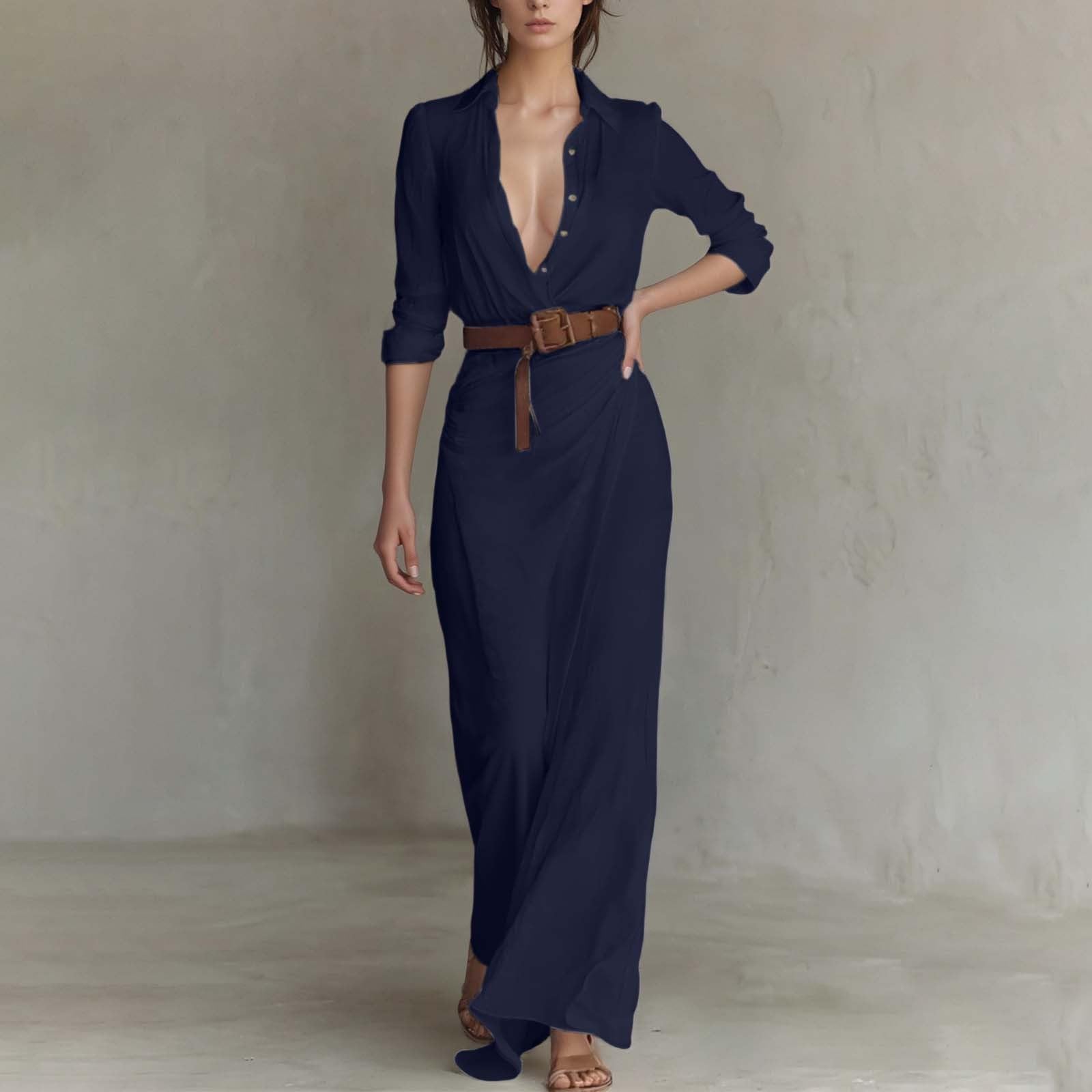 Cache Coeur Femme Robe décontractée élégante avec Taille plissée asymétrique et Ceinture Amovible pour Une Coupe Fluide