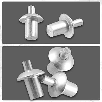 50 Pcs Silver Round Head Rivet Set, Reusable Aluminum Core Rivet, Hammer Drive Rivets Aluminum Alloy Knock Type Expansion Rivets for Indoor Outdoor Electronic Equipment