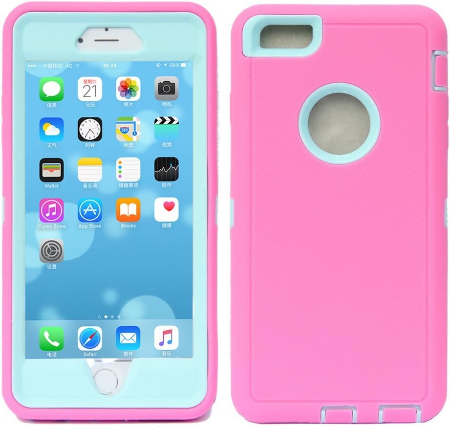 For iPhone6 case, Chanroy Body Armor Heavy Duty Dirtproof Shockproof Hybrid Defender Case for iPhone 6/6S case 4.7 inch(Pink on Teal)