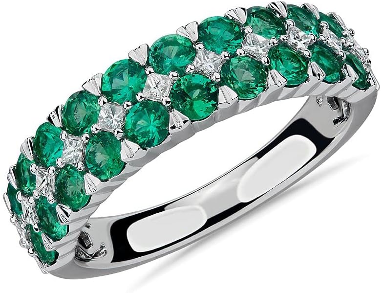 Choose Your Color 925 Sterling Silver Half Eternity Band Ring Stone Daily Wear, Office Wear, Party Wear Wedding Jewelry Beautiful Birthstone Gift for Women and Ring Size : 4 to 13