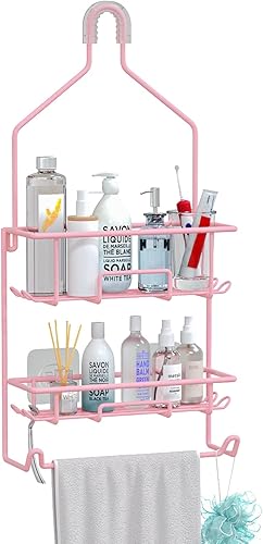 TreeLen Organizador de ducha rosa, estantes de ducha grandes para ducha interior, organizador de baño rosa, regalo para novia