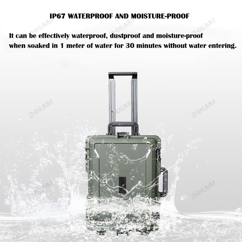 Mochila 2 en 1 con ruedas para cámara, funda de equipaje con asa y separadores antigolpes, funda rígida resistente a la intemperie, funda impermeable IP67 para cámaras, drones y equipo