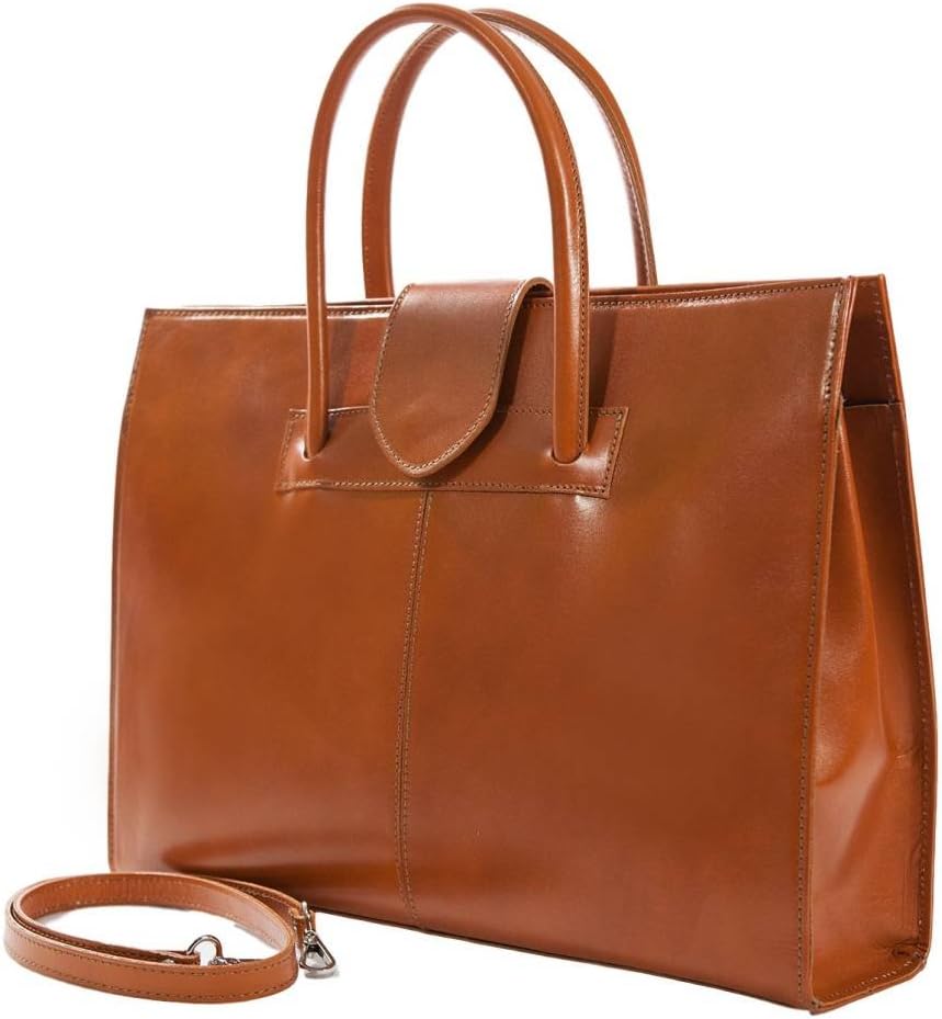 Italian Design Leather Business Bag/Briefcase / Laptop Bag, Carelli Italia Palermo Orange