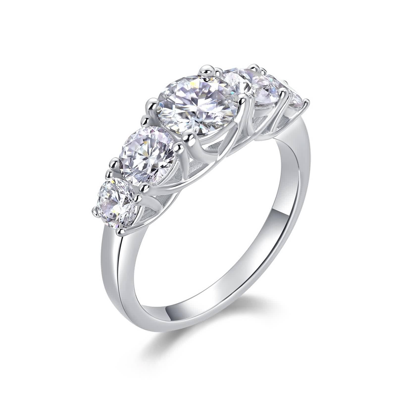 Bague de fiançailles en or jaune 18 carats - Bague solitaire à 4 griffes avec moissanite - Or véritable - Platine PT950 - Taille 47-65