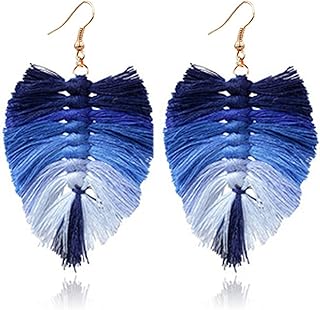 Long Layered Dangle Earrings Colorful Elegant Tiered Tassel Druzy Dangle Drop Earrings Handmade Bohemia Tassel Earrings for Women Girls Teen Boho Fashion jewelry Valentine Birthday Party Gift