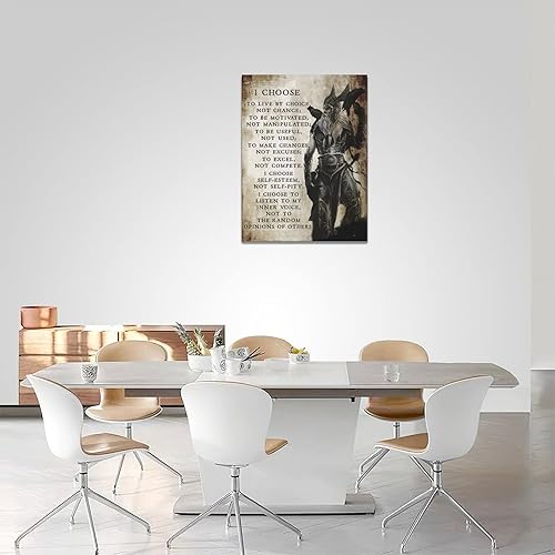 Miniatura 4 de Arte de pared de guerrero vikingo samurái, decoración de pared con texto en inglés "I Choose to Live by Choice" con citas inspiradoras en lienzo,