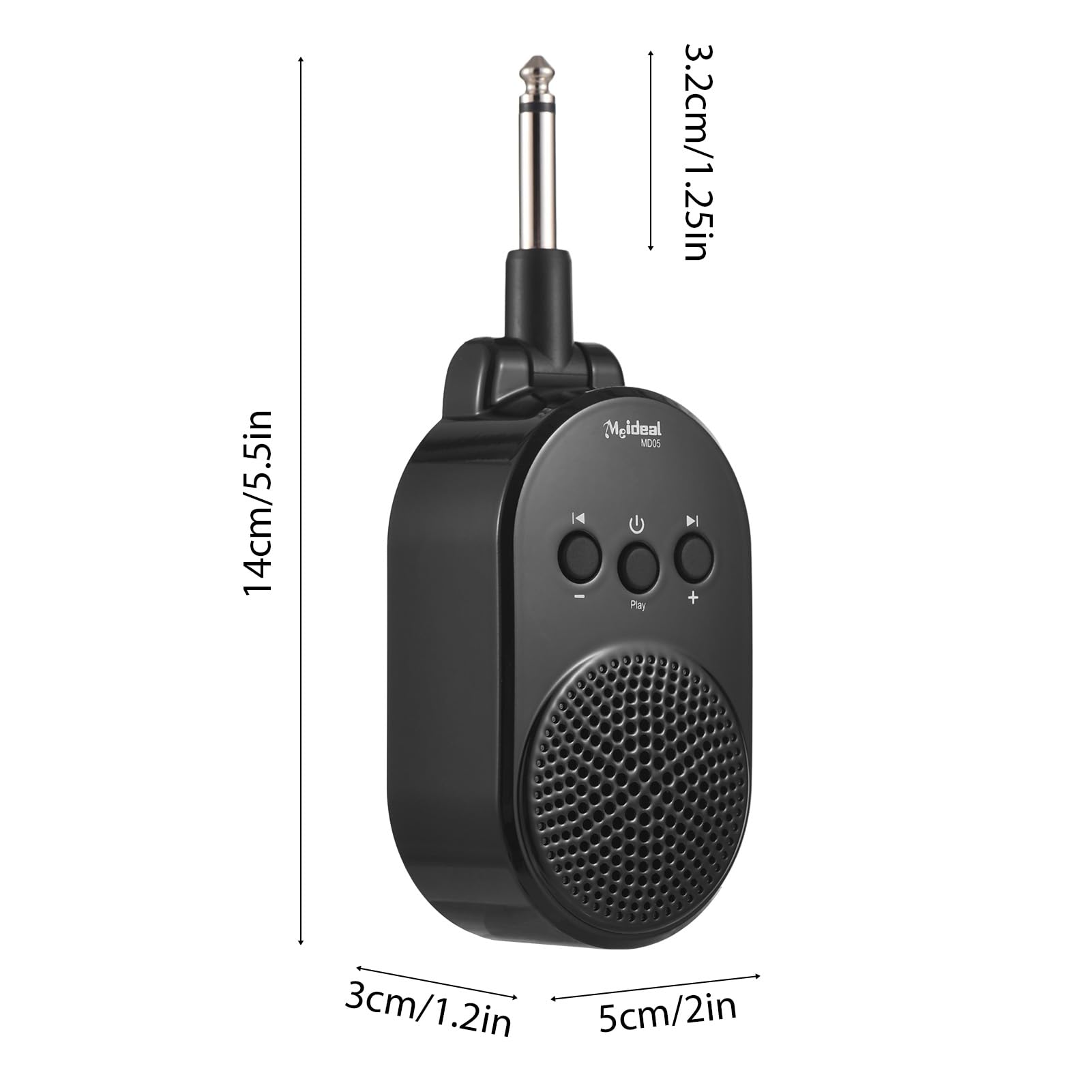 Amplificateur de guitare BT portable 5 W pour toutes les guitares électriques et instruments à vent Amplificateur de type C rechargeable à 270 degrés rotatif Plug and Play, haut-parleur