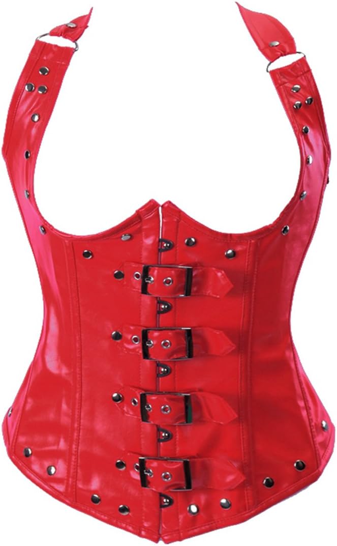 JL Corset Spiral Steel Boned Underbust PU Faux Leather Corsets Top