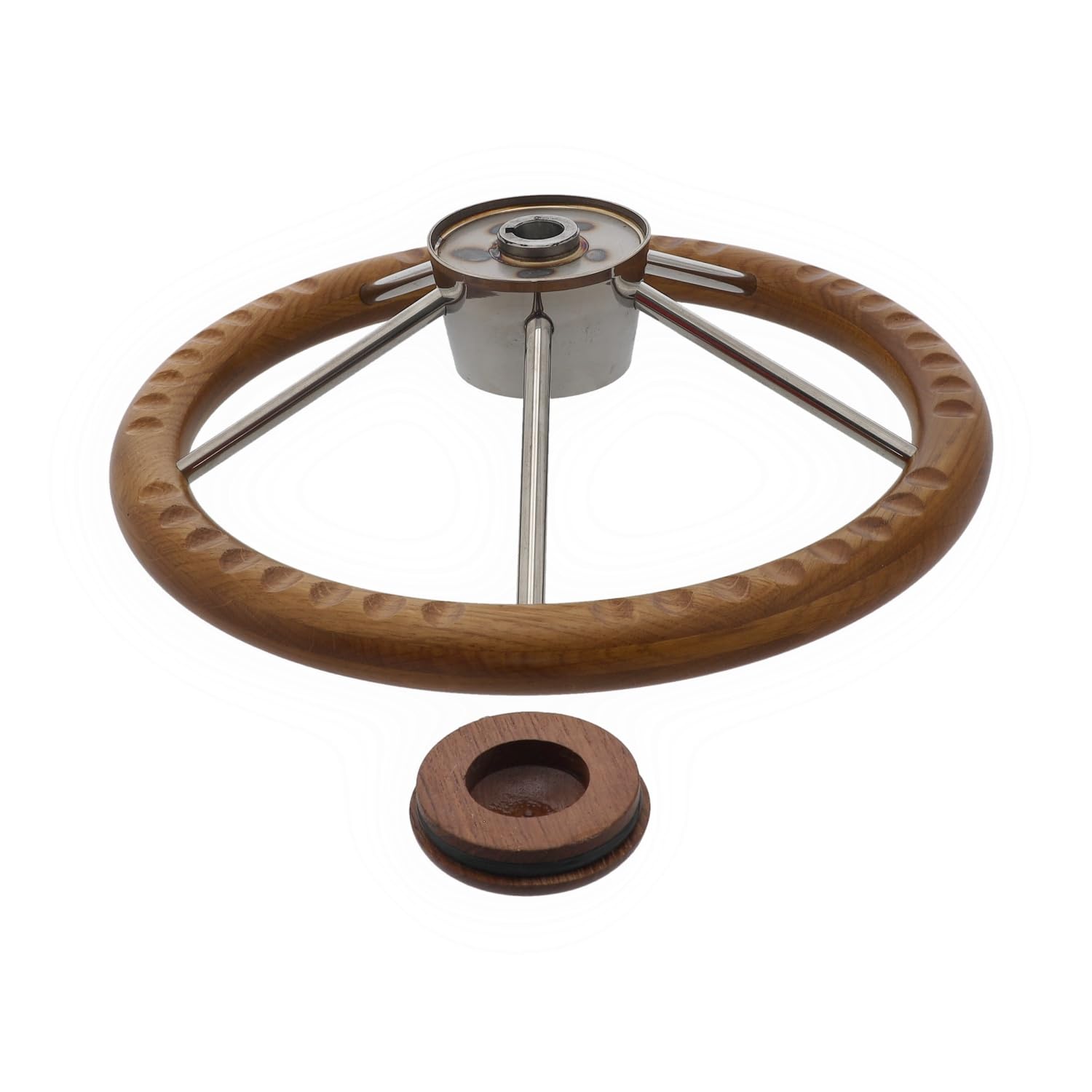 Steuerrad Bootslenkrad Lenkrad, 355 mm, 5 Speichen, Edelstahl/Teak