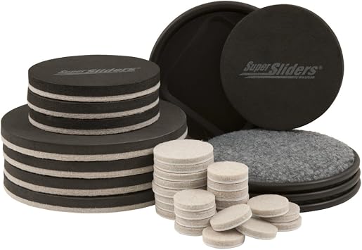 Super Sliders Moving Kit Combo Pack, Reusable Furniture Movers and Felt Pads for Hardwood, Beige 36 Pack