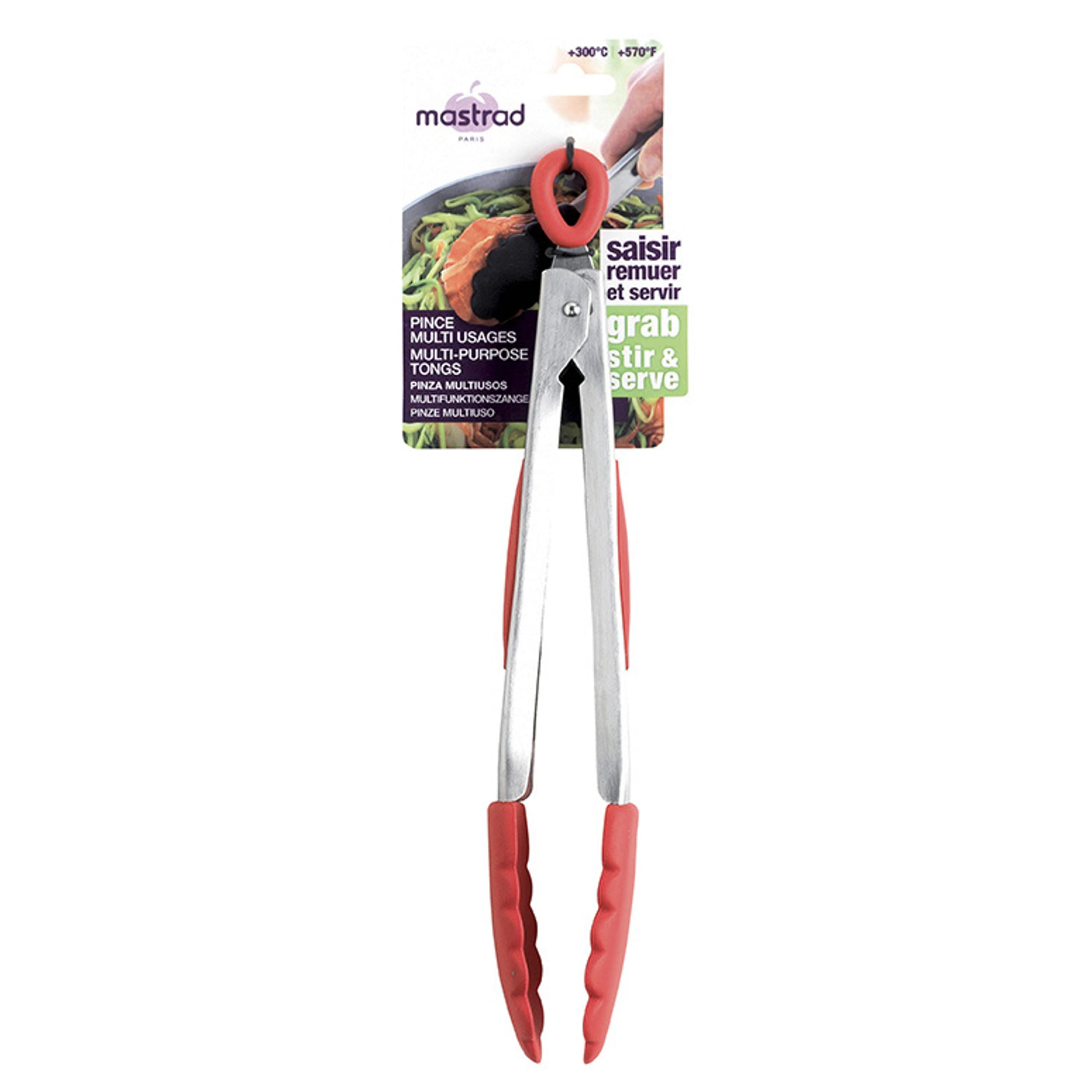 Pinza Da Cucina Multiuso MASTRAD, Con Punte In Silicone E Manico Antiscivolo, Resistente A 220°C, Blu, Lavabile In Lavastoviglie