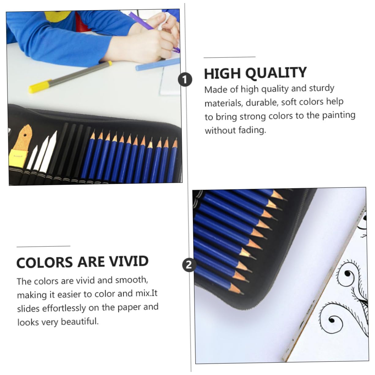 TEHAUX 72pièces Set De Crayons à Dessin Professionnels Crayons De Couleur Et Graphite Pour Artistes Pour Peinture Croquis Et Doodling