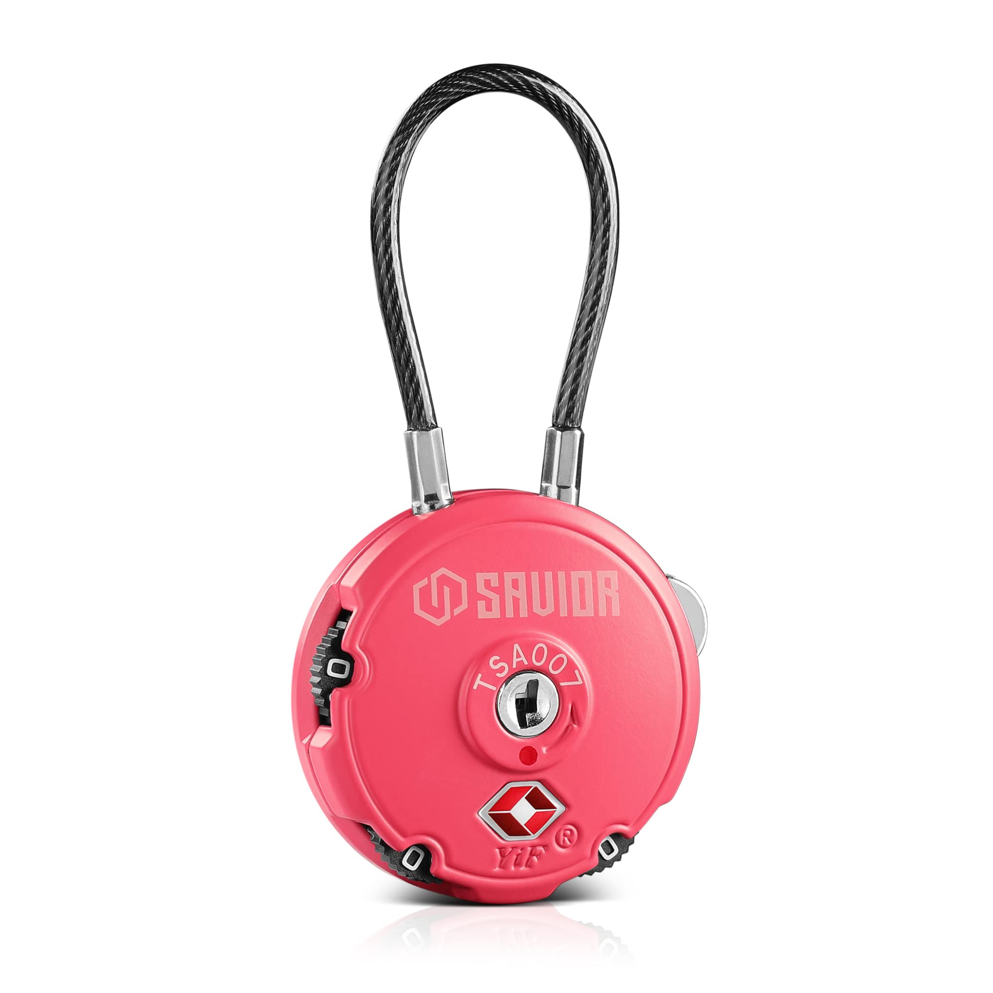 Savior Equipment Quality TSA-Approved 3-Digit Combination Cable Travel Luggage Locks for Rifle Bag Firearm Gun Case Accessories Ammo Boxes Outdoor Storage, Poison Pink, 1-Pack