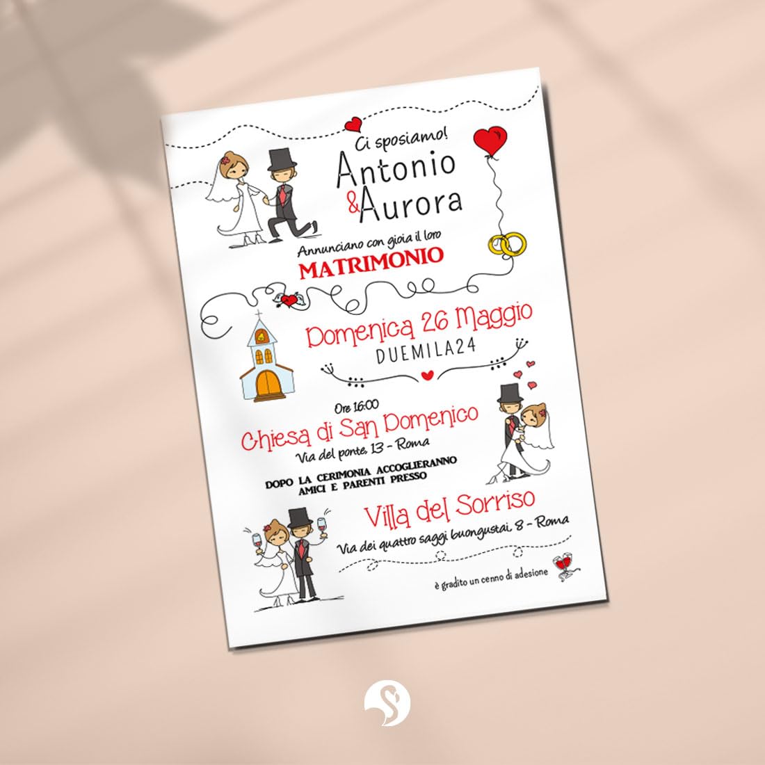 Partecipazioni Matrimonio “Wedding Sky Classic” - Set completi da 25-50 -100 (50)