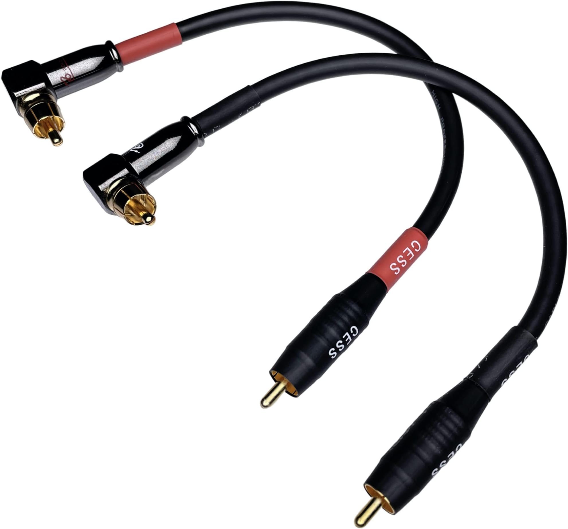 CNCESS CESS-167-6i RCA Right Angle to Straight Type Male to Male Preamp Jumpers Patch Cable, 2 Pack (6 Inches)