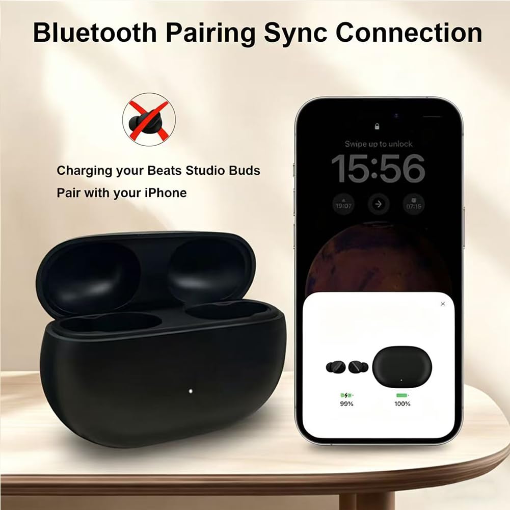 Boitier de Charge sans Fil Compatible avec Beats Solo Buds, étui de Charge sans Fil USB-C avec Bouton de synchronisation Bluetooth 660 mAh Batterie intégrée (Pas d'écouteurs)